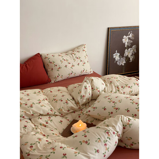 Perfect in Everything (IT S A 10) Class A Cartoon Baby Grade Tianzhu Cotton Four-piece Set for Naked Sleeping Knitted 100 Pure Cotton Children's Lamb Quilt Cover Sheet Bedding Sheep-Green Sheet Style Piece_1.2m Bed_Suitable for 150*200cm Quilt Core