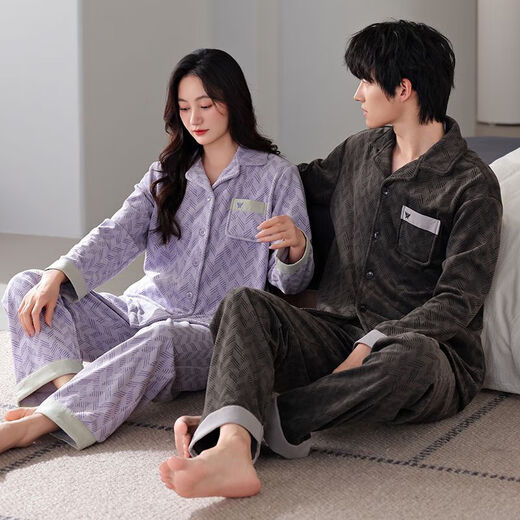 Victoria style pajamas wedding newlyweds couple set red island velvet autumn and winter men's and women's zodiac year couple's pajamas winter MZD male 2663 female 1663 M female + male L