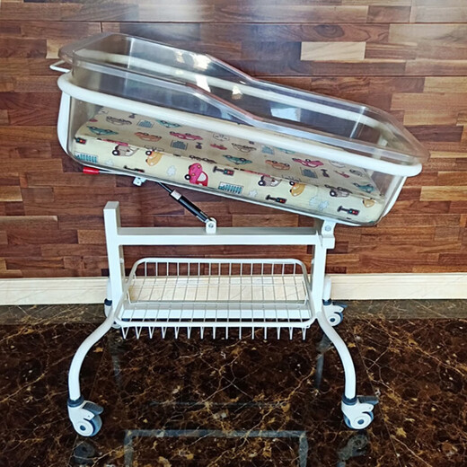 Confinement center crib anti-vomiting newborn crib obstetrical care bed abs mobile medical home stroller pink high-profile wheels plus brown silk mattress (with mosquito net)