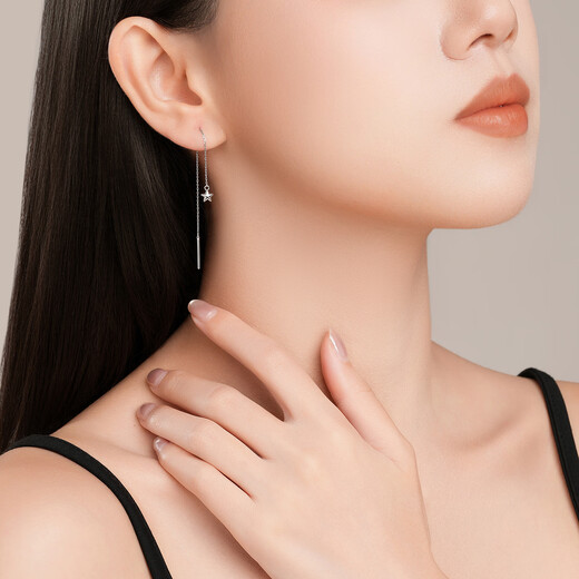 Chao Acer Platinum Star Platinum Ear Wire for Women PT950 Platinum Earrings Light Luxury and High-end Gift Priced at RMB 120 Single Style 0.8g
