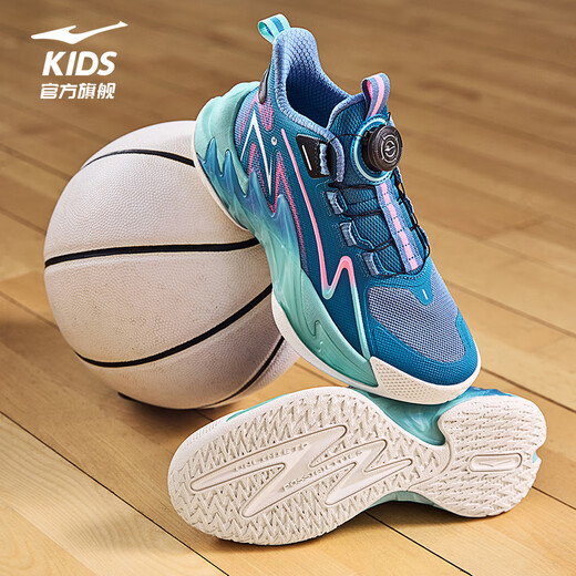 Hongxing Erke children's basketball shoes for boys 2026 new dense mesh knob buckle practical anti-slip cushioning sports shoes | Fearless 2 Asphalt Blue/Force Blue 33
