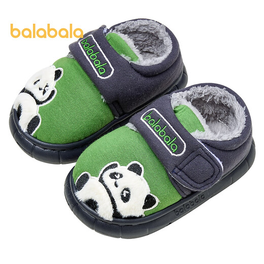 Balabala children's shoes children's cotton slippers boys and girls home shoes plus velvet winter shoes cartoon black and blue tone 00398 16 inner length 16cm recommended foot length 15cm