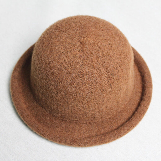 Age-reducing curled small ball top hat for women solid color wool basin hat fisherman hat dome versatile Korean version black adjustable