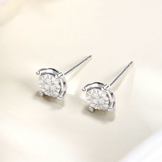 Wanfulong genuine platinum 950 earrings, simple and fashionable imitation diamond platinum earrings, simple and high-end gift box for girlfriend on Chinese Valentine's Day, platinum 950 earrings, simple and fashionable imitation diamond platinum earrings 2.52g