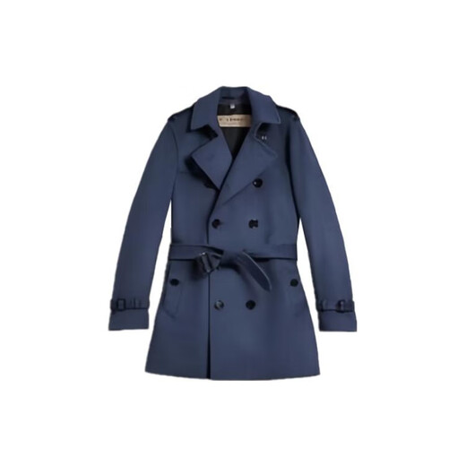 Burberry (BURBERRY) Новогодний подарок Burbrry FW22 однотонное двубортное пальто средней длины с длинными рукавами Knsngton Kensington версия темно-синий одинаковый стиль для мужчин и женщин один размер 48 без оригинального подарочного пакета подарочная коробка