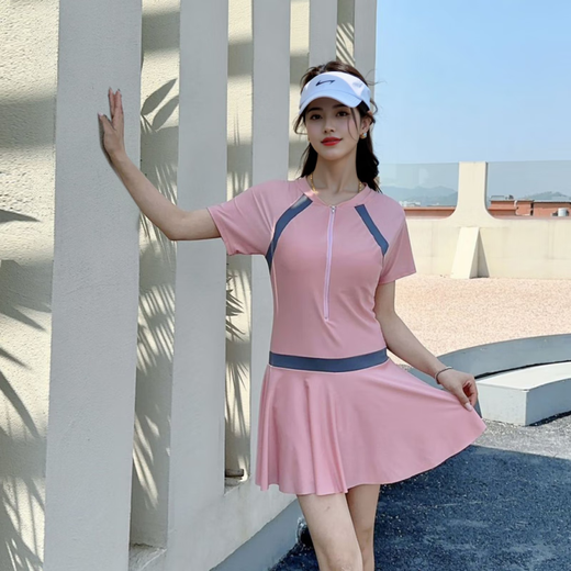 Nanbomaru one-piece swimsuit for women, fashionable belly-covering slimming sunscreen quick-drying swimsuit for women, conservative training skirt-style boxer swimsuit 8600 black swimsuit + swimming cap + swimming goggles, free nose clip and earplugs M Weight 80-100Jin Jin is equal to 0.5 kg