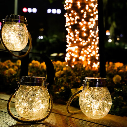 Solar crackle ambient light, outdoor waterproof garden decorative light, no need to plug in, light-controlled LED garden star light, solar crackle light warm light, 6 pack