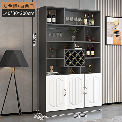 Yusenyi wine cabinet against the wall living room home red wine storage cabinet modern simple wine cabinet sideboard integrated entrance cabinet customization 140 long European style door 3 doors gray white double door