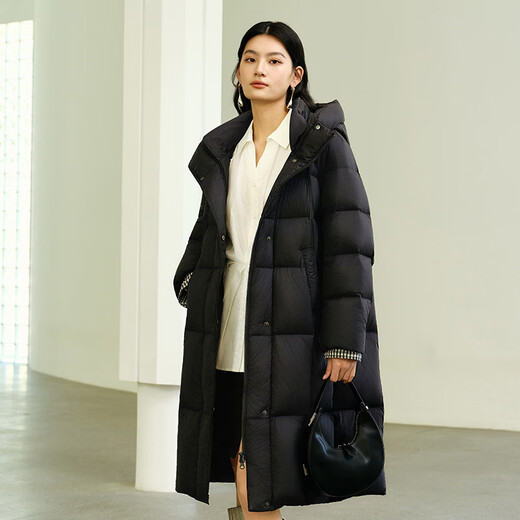 艾莱依【泡芙系列3.0】羽绒服女中长款软糯泡芙拼接式冬保暖外套