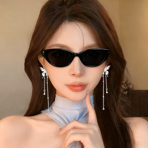 Bai Qixin Butterfly Tassel Earrings Women's Fashion Long Style Simple Light Luxury Niche Design High-end Elf Stud Earrings Tassel Earrings Butterfly Dream