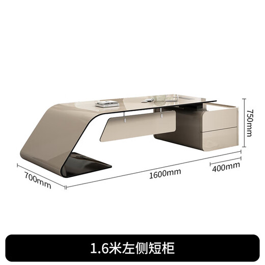 Simple, modern and fashionable CEO, manager and supervisor desk, executive desk, Internet celebrity white paint boss desk, boss desk, 1.6m boss desk (short cabinet on the left)