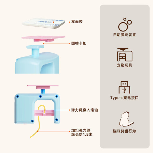 Guazhou Shepherd Cat Toy Electric Yo-Yo Retractable Automatic Lifting Cat Funny Stick Smart Hanging Door Cat Toy Self-Happiness and Relief from Boredom Electric Hanging Door Blue Model + Cat Funny Toy Feather Caterpillar