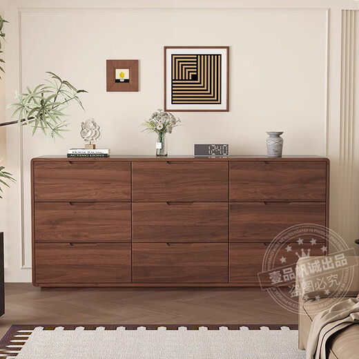 Yipinfancheng mid-century style solid wood chest of drawers living room chest of drawers dopamine chest of drawers bedside cabinet bedroom bedside storage cabinet all solid wood material mid-century style walnut color - chest of drawers 80CM