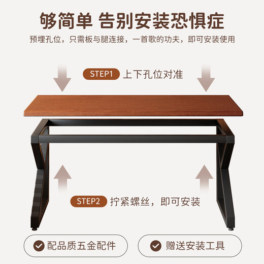 Gujia Home Desk Computer Desk Gaming Desk Study Desk Study Desk Desk Writing Desk Workbench Simple Single Desk 25mm Thick Desktop -1.2m*60*75|Walnut Color