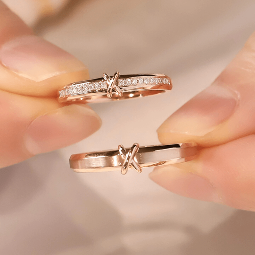 DR Valentine's Day gift DR sterling silver plain ring couple ring pair gift for girlfriend and lover Chinese Valentine's Day gift couple ring-live mouth_adjustable