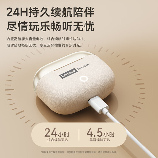 Lenovo's 2025 new flagship Bluetooth headset, in-ear Bluetooth 6.0, true wireless, smart noise reduction, ultra-long battery life, HD call music, high-quality games, sports and running, Qian Yunmi, new Bluetooth V6.0 - low latency for games, ENC call noise reduction - light luxury leather pattern design