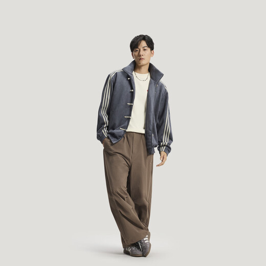 Adidas new Chinese style comfortable loose sports jacket coat for men and women autumn and winter new Adidas clover dark gray L