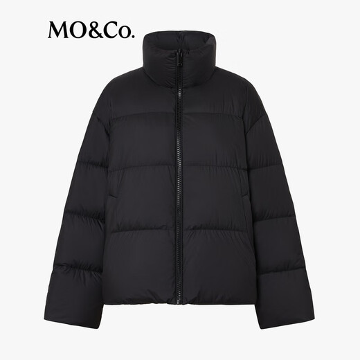 MO&Co. Down Jacket 90 White Goose Down High Collar Zipper Drawstring Short Light Warm Puff Pink Green Volume Warm Core Black It is recommended to confirm the size with customer service M /165 It is recommended to confirm the size with customer service