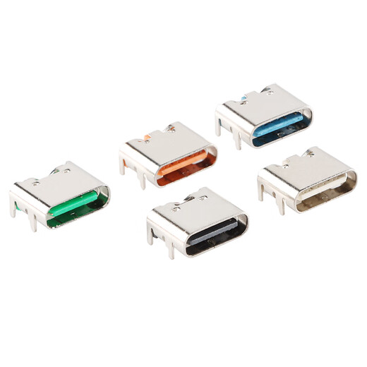 YourCeeType-C USB Connector Female/Male Direct Patch Socket 2P6P14P16P24P Interface Fast Charging Type-C Female_6P_4-pin Plug-in Board_Black No Specifications