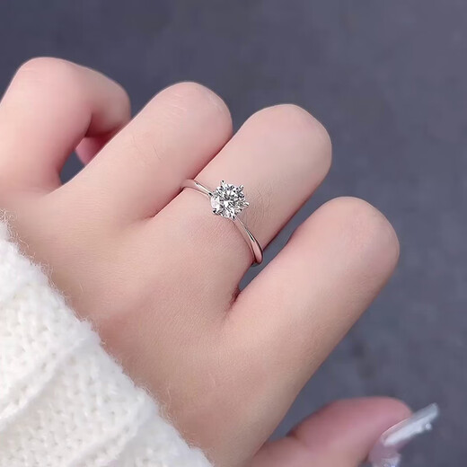 Star Eye Jewelry Special Price Platinum Diamond Ring Classic Crown Six-Prong Real Diamond Ring Requesting Wedding Gift for Girlfriend and Wife NGTC Diamond Ring-60 Points I-J Color P Clarity 9-20 Circles Can Be Consulted