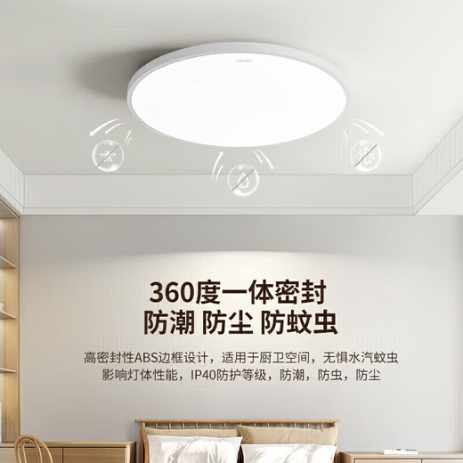 Chint (CHNT) ceiling lamp LED bedroom lamp balcony aisle lamp ultra-thin tri-proof lamp white light high-brightness lighting 24W positive white light
