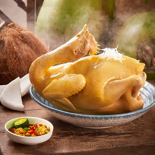 QIONG BAO Lotus Flavored Coconut Chicken 698g Cooked Chicken Delicatessen Hainan Specialty Heat-Eat Instant Chicken Vacuum Roast Chicken Coconut Chicken 698g