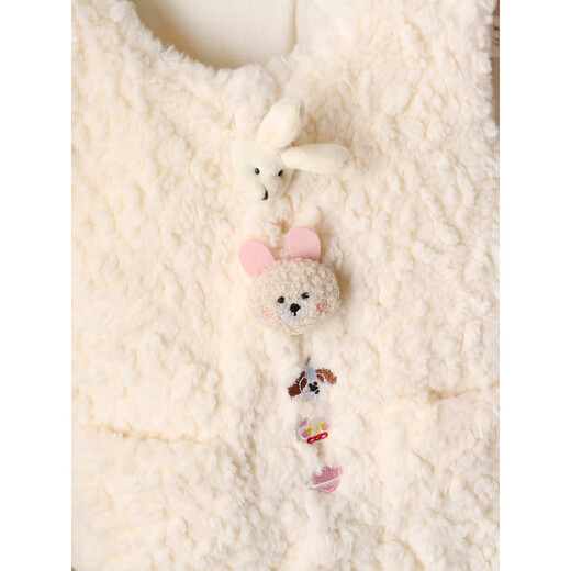 Musselson Girls Suit Autumn and Winter Clothes 2025 New Children's Overalls Winter Baby Clothes Baby Plus Velvet Two-piece Set Beige 80cm