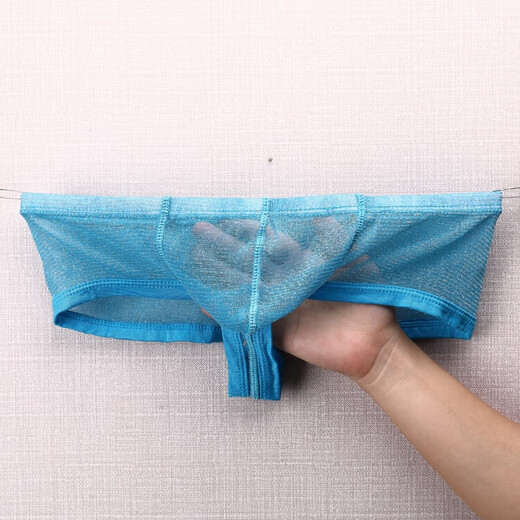 Universal small boxer sexy half-cover hip transparent large bag men's underwear mesh bright see-through breathable large thong panties gold M