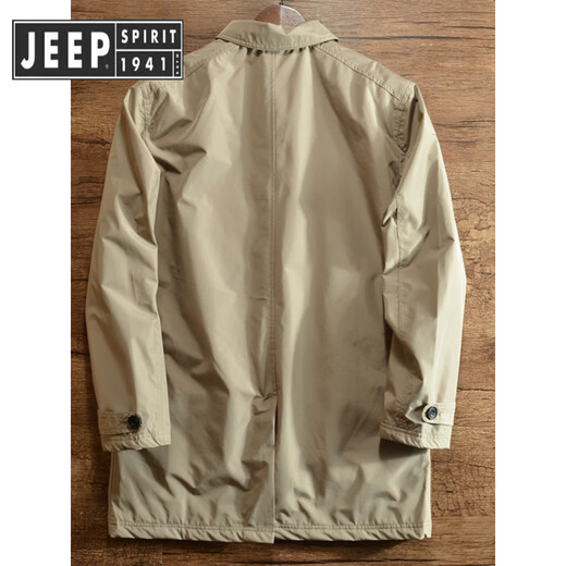 JEEP SPIRIT Jeep windproof and waterproof 89 euro lightweight export European and American large size men's thin cotton autumn and winter mid-length windbreaker coat khaki (cotton style) S (recommended 140-155Jin Jin equals 0.5 kg)