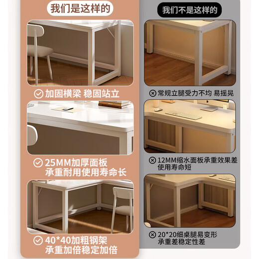 Shouzheng corner computer desk desktop e-sports table home L-shaped desk bedroom study table simple office desk workbench single table + storage rack milky white right style - free host holder 180x120x75cm