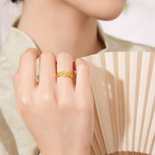 Century Yuan Butterfly Gold Ring Ancient Method Pure Gold Exquisite and Elegant Everyday Versatile Ring Birthday Gift for Girlfriend 4.15g 15 Circles