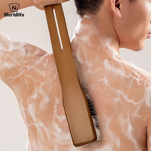 Boar bristle bath brush bath brush body dry brush back rub mud bath long handle bath back brush black