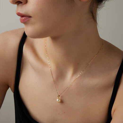 Zunding Pearl-18K Gold Seawater Pearl Chinese South Pearl Feather Emperor Gold Half Hole Pendant (Including Chain) 9-10mm Feather Emperor Gold 9-10mm