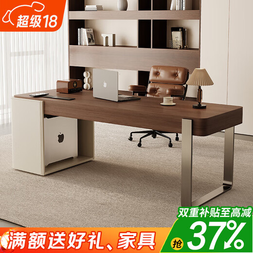 Silan Mengbei antique style solid wood desk adult desktop computer desk with drawers home study desk high-end workbench smoked solid wood desk (with socket) right hand cabinet 160x70x750cm