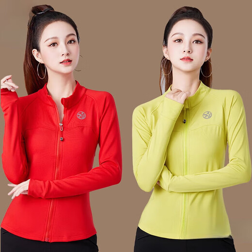 He Jiagong square dance clothing women's spring and autumn square dance aerobics long-sleeved tops women's quick-drying sports running aerobics performance black plus velvet M