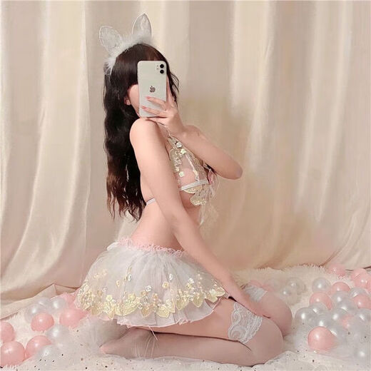 Universal new product uniform, sexy pure lust style nightgown, thong, see-through princess uniform, cute and tempting, suspender skirt + thong (excluding ears), small size (75-105Jin Jin is equal to 0.5kg)