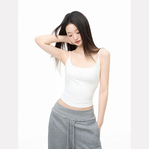 IiiamX white u tie chest pad camisole women's summer outer sleeveless inner wear hot girl beautiful back top white S Recommended-Jin Jin is equal to 0.5 kg