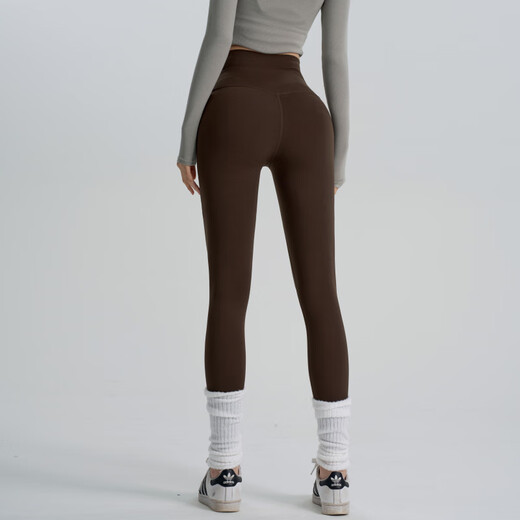 Completely printed fitness girl high-waist nude yoga pants without embarrassment, abdominal control, butt lift, Pilates outer wear, tight sports pants, summer espresso S _ around 80-105