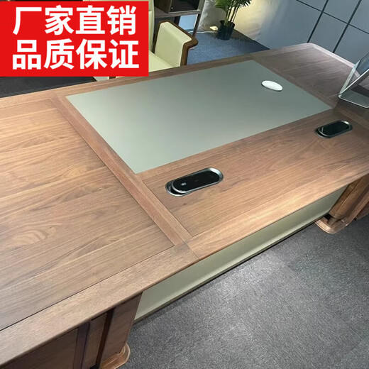 New Chinese style solid wood boss desk with side table North American executive desk executive desk light luxury and simplicity black walnut 2.0m desk