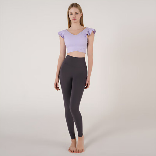 Yoga clothing nude vest for women summer Pilates training fitness clothing sports top with chest pad light green S