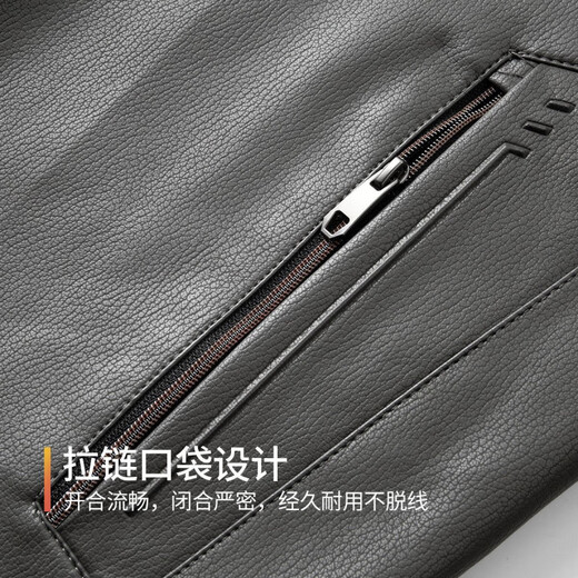 MONTAGUT high-end wear-resistant litchi pattern & velvet warm autumn and winter thick leather lapel jacket for men 365365004 Gray M 48 170/88A