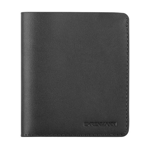 Ehrenmann [natürliches Mikrofaser außerhalb des Drucks] Herrenbrieftasche kleine echte Leder-Brieftasche mit großer Kapazität Kartuschenkartentasche Schwarz