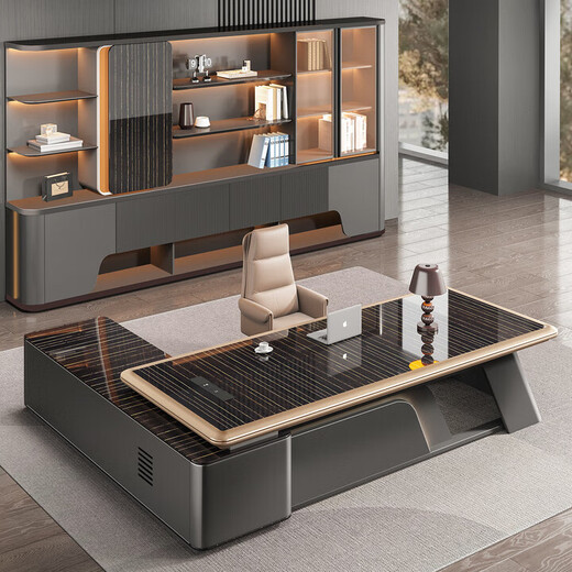 Yaqing Luxury Boss Table Office Desk and Chair Combination Simple Modern Leadership Furniture Managing Director's Office Desk Executive E0 Level Environmentally Friendly 2.0 Meter Luxury Boss Table