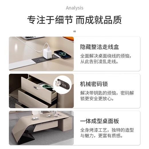 Simple, modern and fashionable CEO, manager and supervisor desk, executive desk, Internet celebrity white paint boss desk, boss desk, 1.6m boss desk (short cabinet on the left)