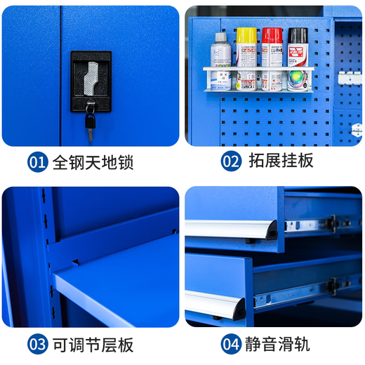 Huili's heavy-duty tool cabinet workshop thickened iron storage cabinet auto repair shop hardware tool cart with drawer factory storage cabinet thickened inner four panels without mesh blue