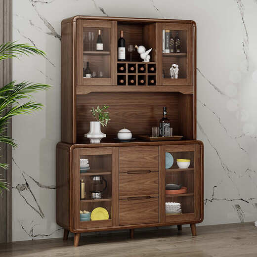 Aesfor New Chinese sideboard solid wood frame wine cabinet living room tea cabinet integrated wall height multi-function cabinet cabinet B844 [Length 140 width 40 height 200cm]