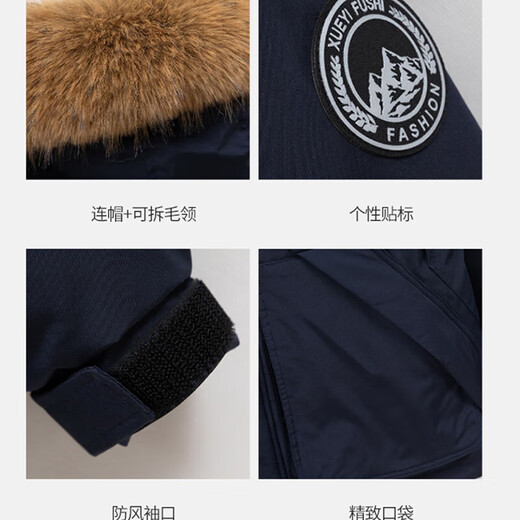 Down cotton-padded jacket for women in winter 2025 new style parka for women small, removable fur collar cotton-padded jacket, versatile jacket, navy blue, thickened, cold-resistant, non-running cotton, M recommended 100-120Jin Jin equals 0.5 kg