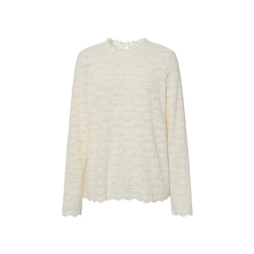 Eveli (eifini) Jiang Xin endorses Eveli brushed lace pullover with artifact bottoming collar lace shirt 2025 winter new style Pearl White S 80-105Jin Jin is equal to 0.5 kg