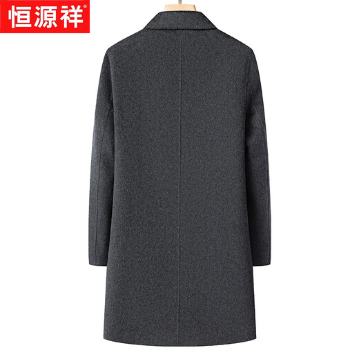 Hengyuanxiang nueva chaqueta de abrigo de lana con cuello de traje de longitud media para hombres de negocios informal de lana de doble cara para hombres de otoño e invierno para hombres