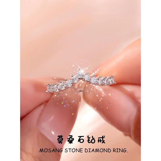 DR moissanite ring V-shaped row of diamonds stacked ring D color diamond ring versatile wedding row of diamond tail ring V-shaped stacked row of moissanite diamonds 10